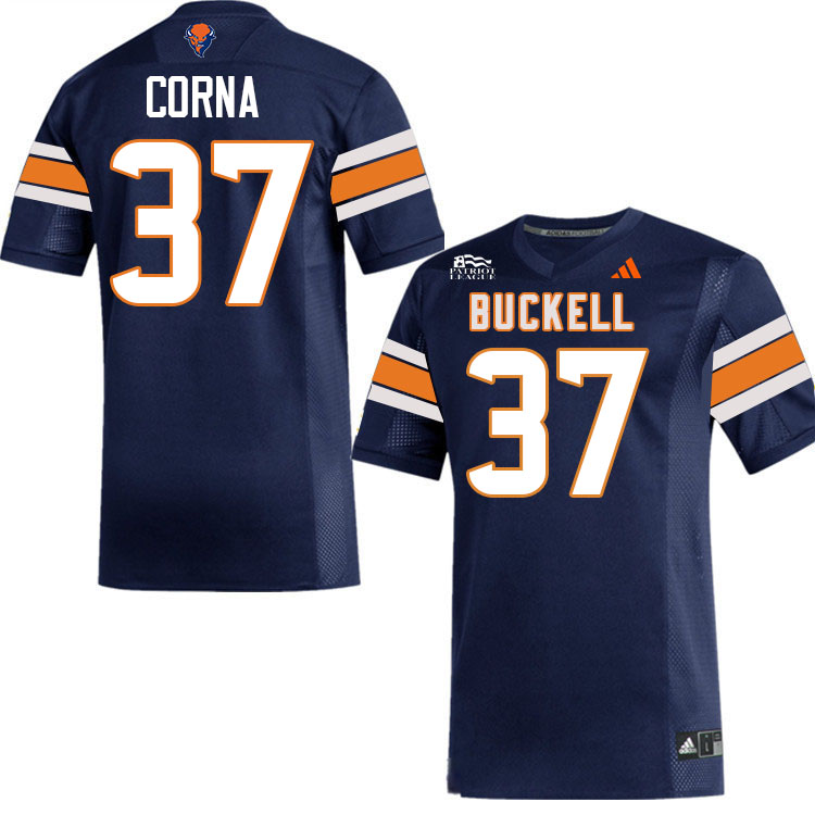 Bucknell Bison #37 Zach Corna College Football Jerseys,Uniforms-Navy